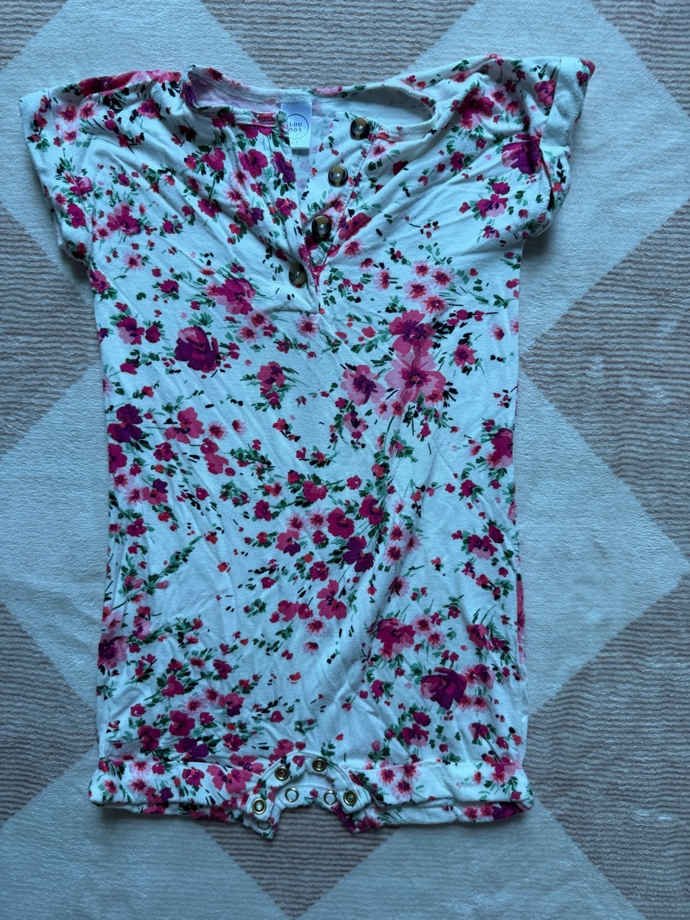 Lou Lou & Company White Baby Bodysuit with Pink Floral Print